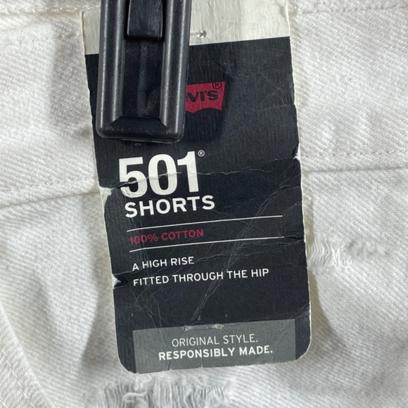 NEW Levis Shorts Womens 33 501 white jean denim distressed casual - Picture 3 of 10